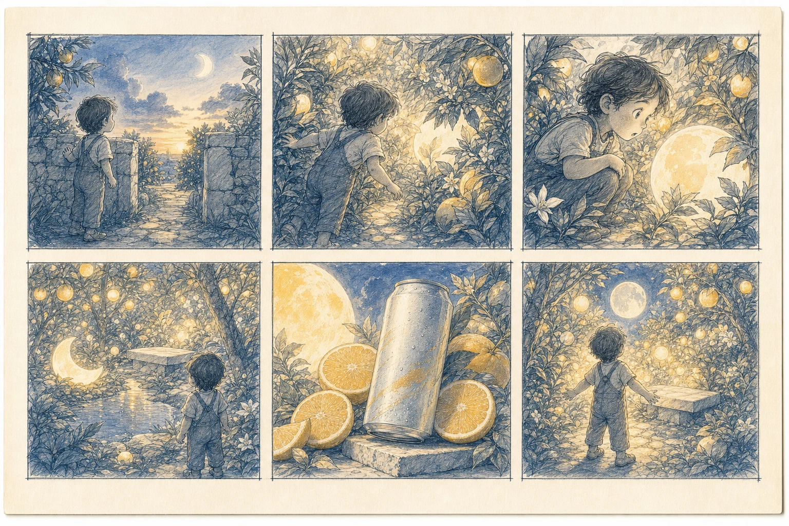 A moon garden visual storyboard