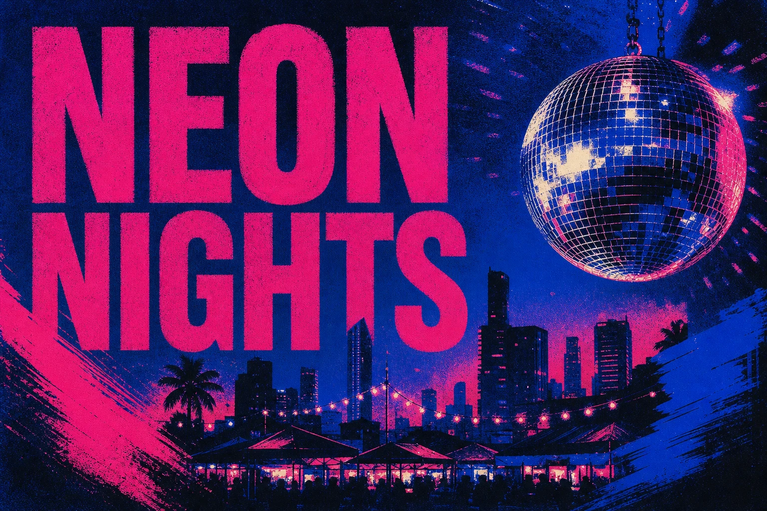 A vivid independent night market campaign visual